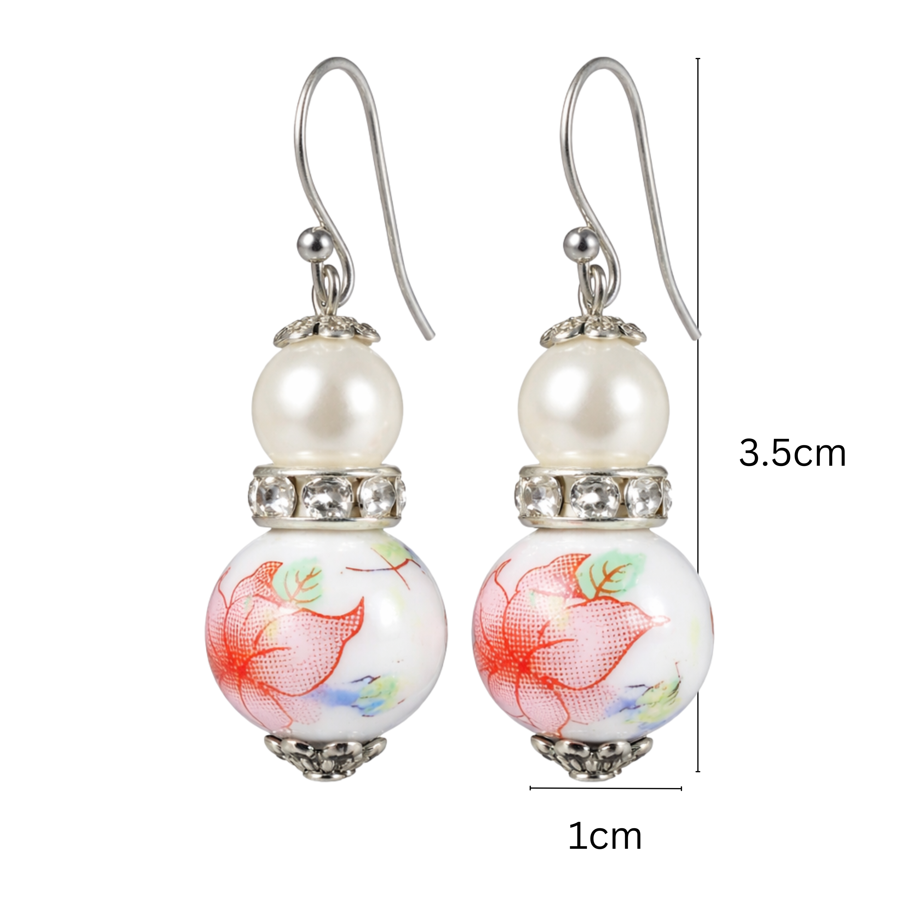 Red Lily Floral Glass Pearl Drop Dangle Earrings | Vintage Bohemian, Earrings, $ 19.95, A Moment Of Now™