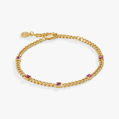 October Birthstone Rose Curb Chain Bracelet, Bracelets, $ 28.00, A Moment Of Now™