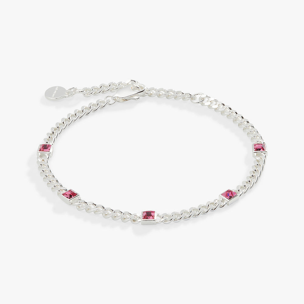October Birthstone Rose Curb Chain Bracelet, Bracelets, $ 28.00, A Moment Of Now™