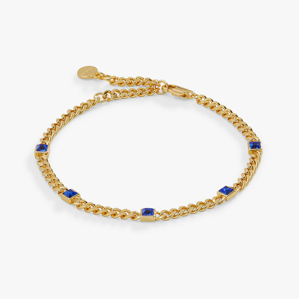 September Birthstone Sapphire Curb Chain Bracelet, Bracelets, $ 28.00, A Moment Of Now™