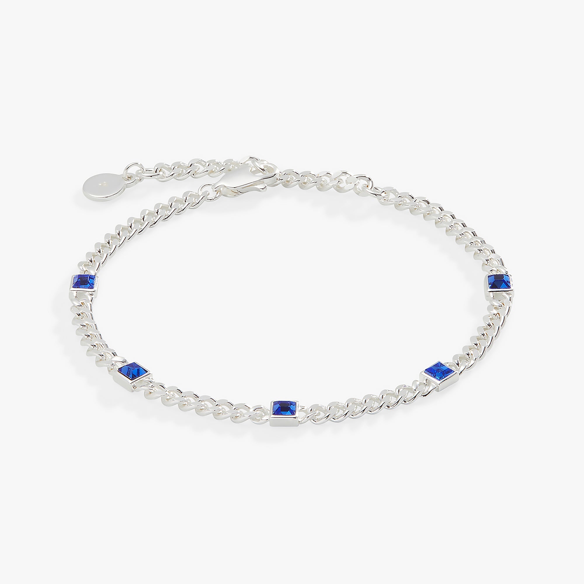 September Birthstone Sapphire Curb Chain Bracelet, Bracelets, $ 28.00, A Moment Of Now™
