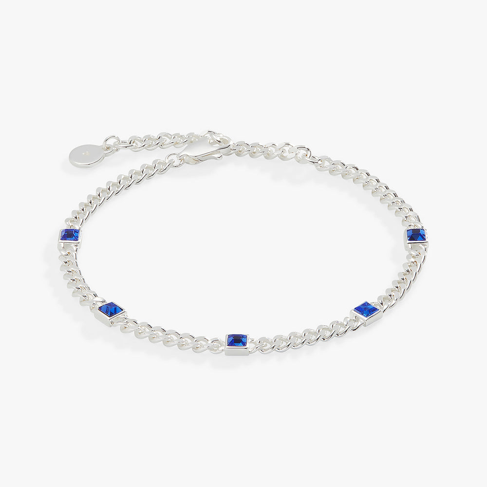 September Birthstone Sapphire Curb Chain Bracelet, Bracelets, $ 28.00, A Moment Of Now™