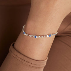 September Birthstone Sapphire Curb Chain Bracelet, Bracelets, $ 28.00, A Moment Of Now™