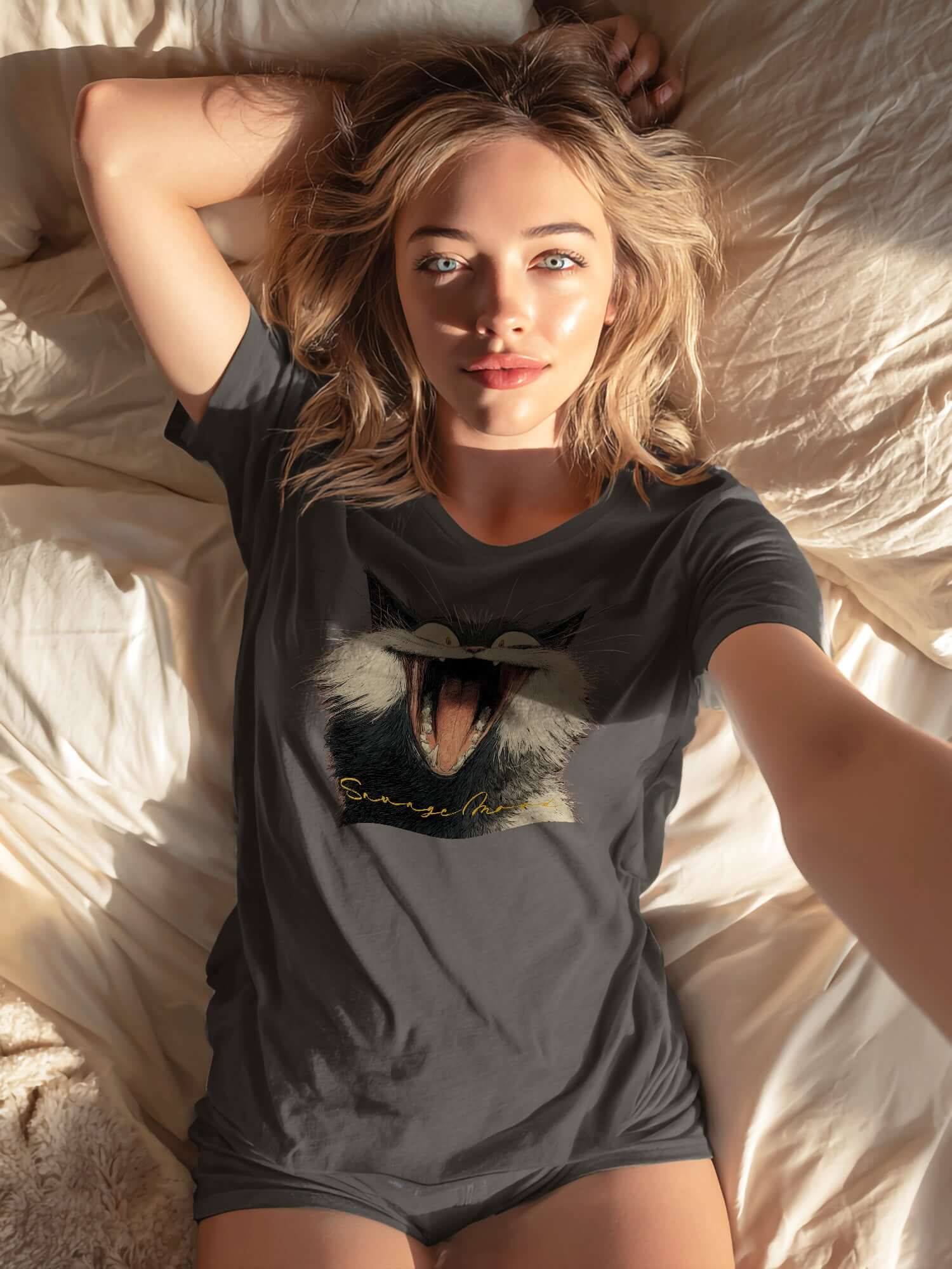Savage Cat Vibes T-Shirt | Bold Graphic Streetwear, T-shirts, $ 24.50, A Moment Of Now™