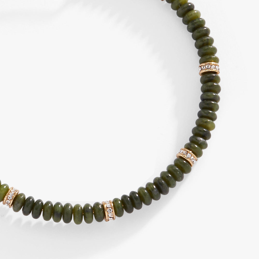 Green Semi-Precious Rondelle Beaded Bangle, Bracelets, $ 16.90, A Moment Of Now™