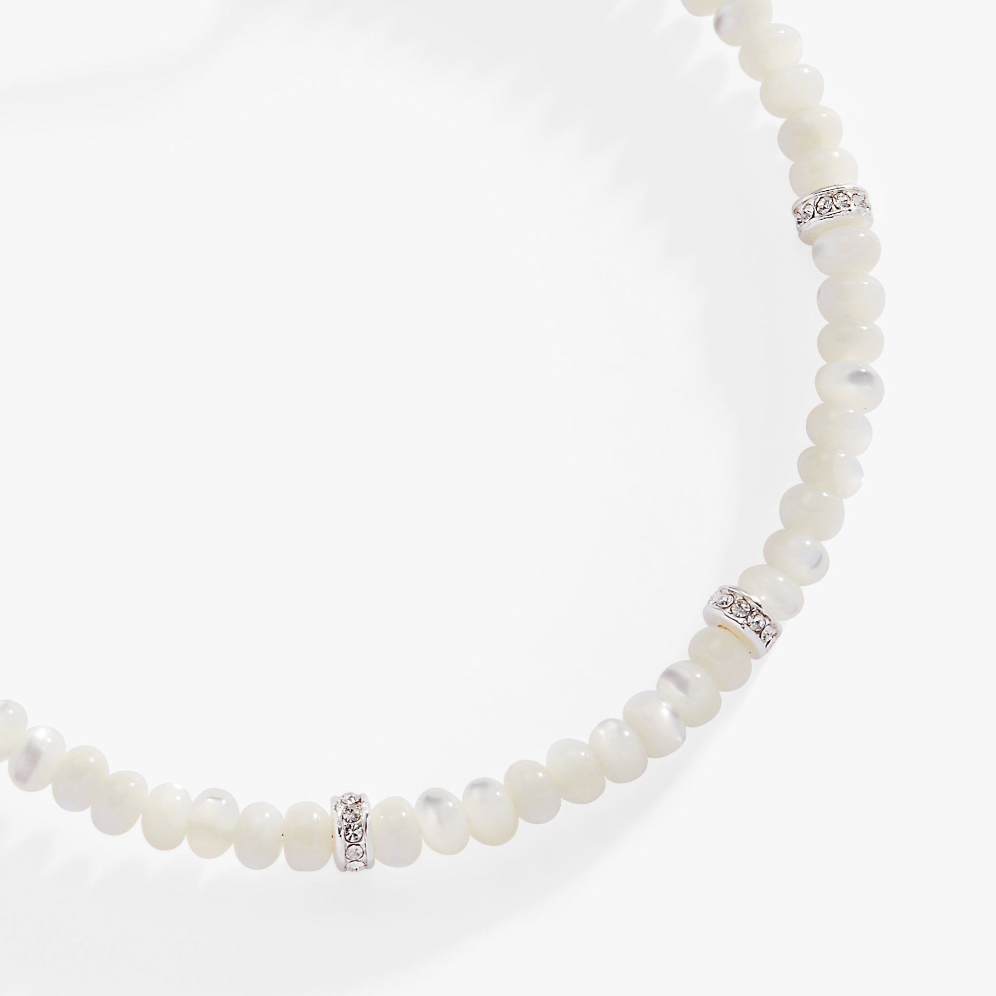 White Semi-Precious Rondelle Beaded Bangle, Bracelets, $ 34.00, A Moment Of Now™