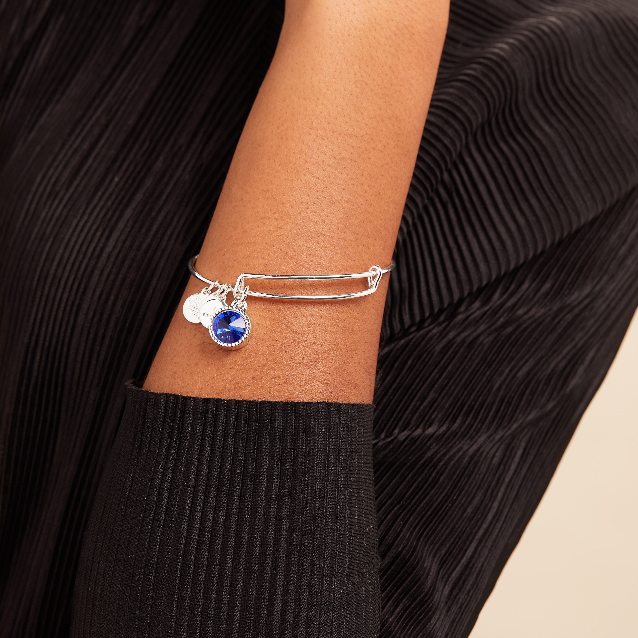 September Birthstone Charm Bangle, Sapphire, Bracelets, $ 28.00, A Moment Of Now™