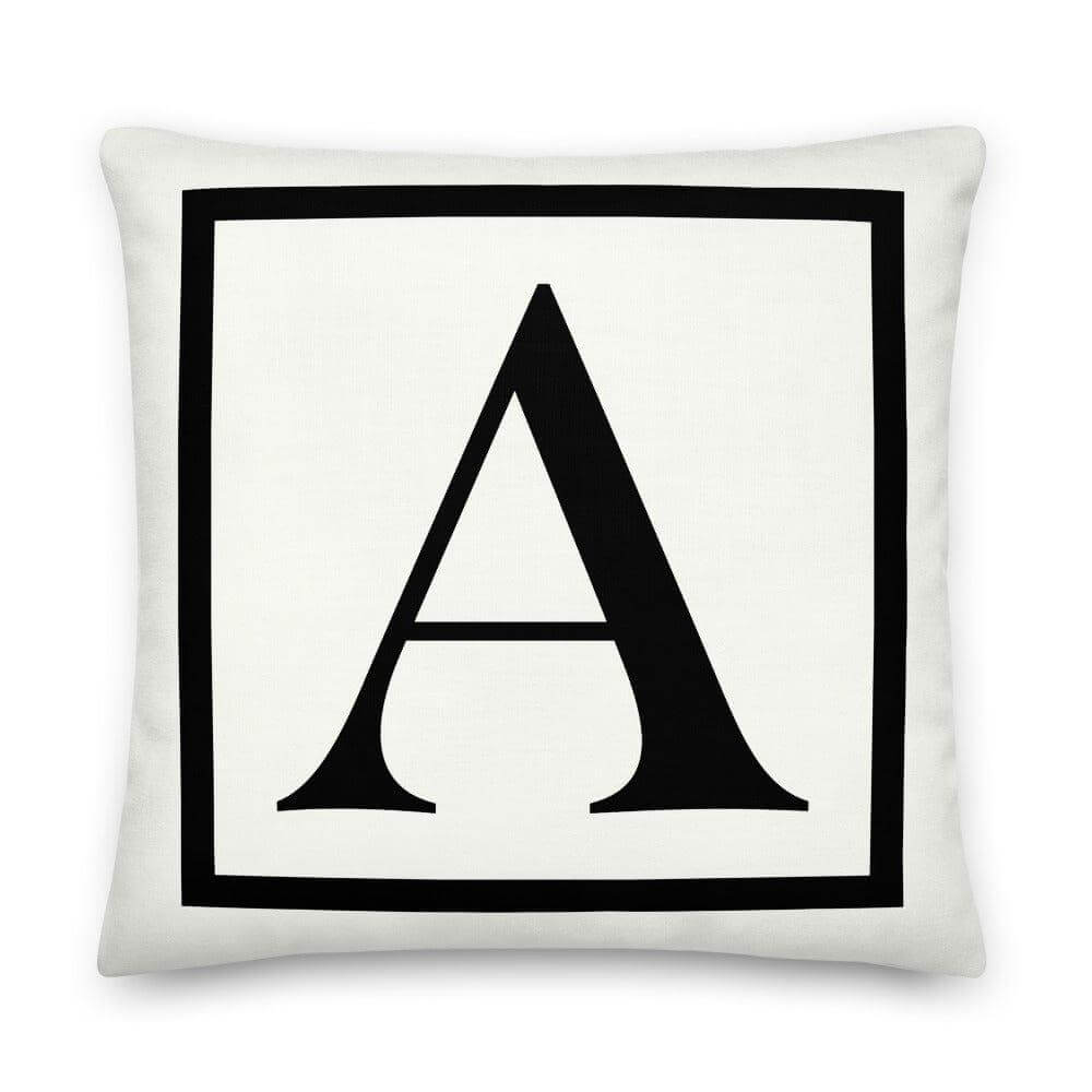 Letter A border monogram throw pillow