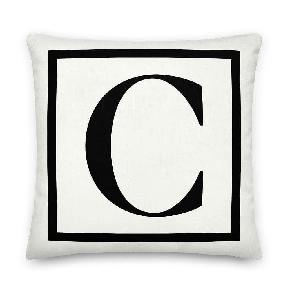 Letter C border monogram throw pillow