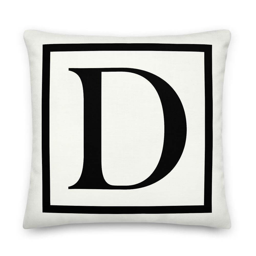 Letter D border monogram throw pillow