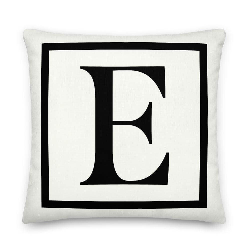 Letter E border monogram throw pillow