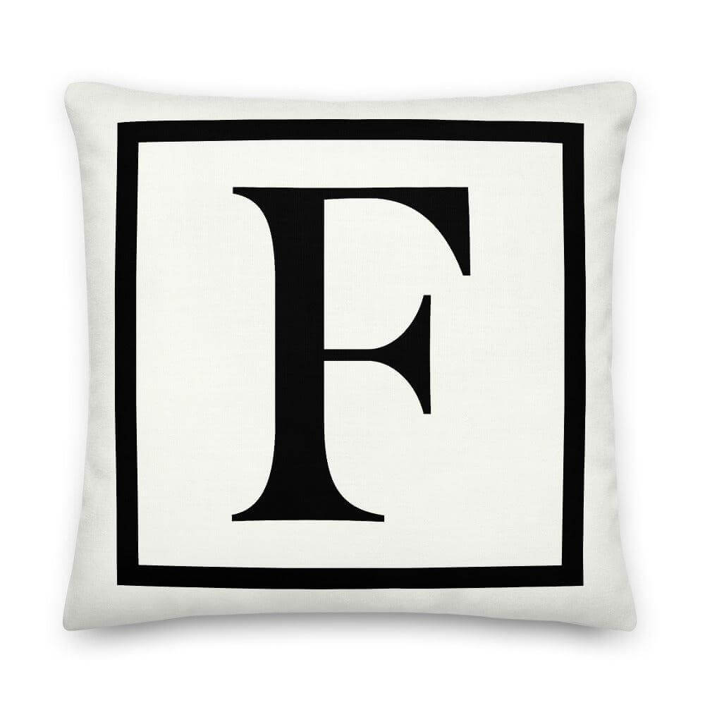 Letter F border monogram throw pillow