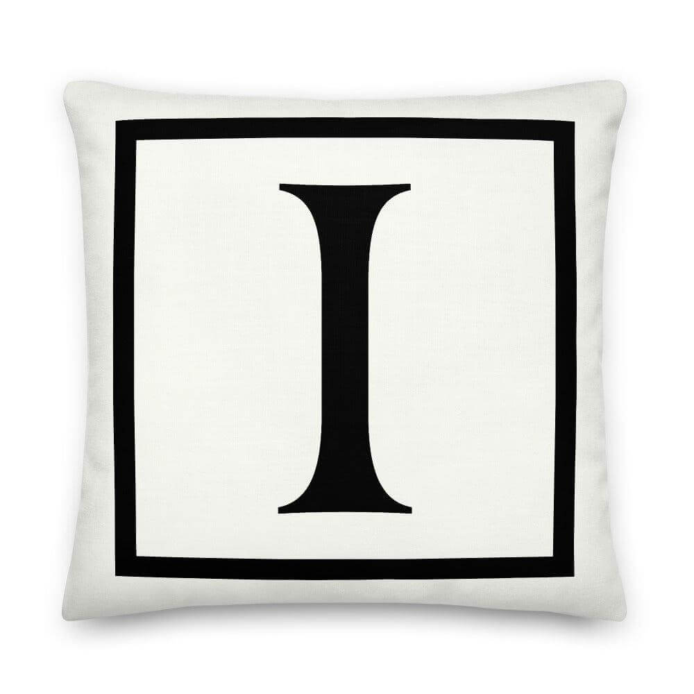 Letter I border monogram throw pillow