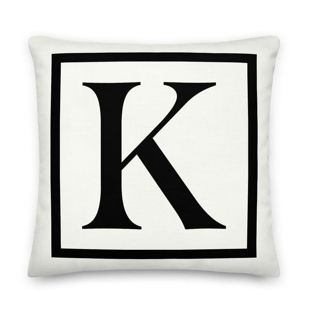 Letter K border monogram throw pillow