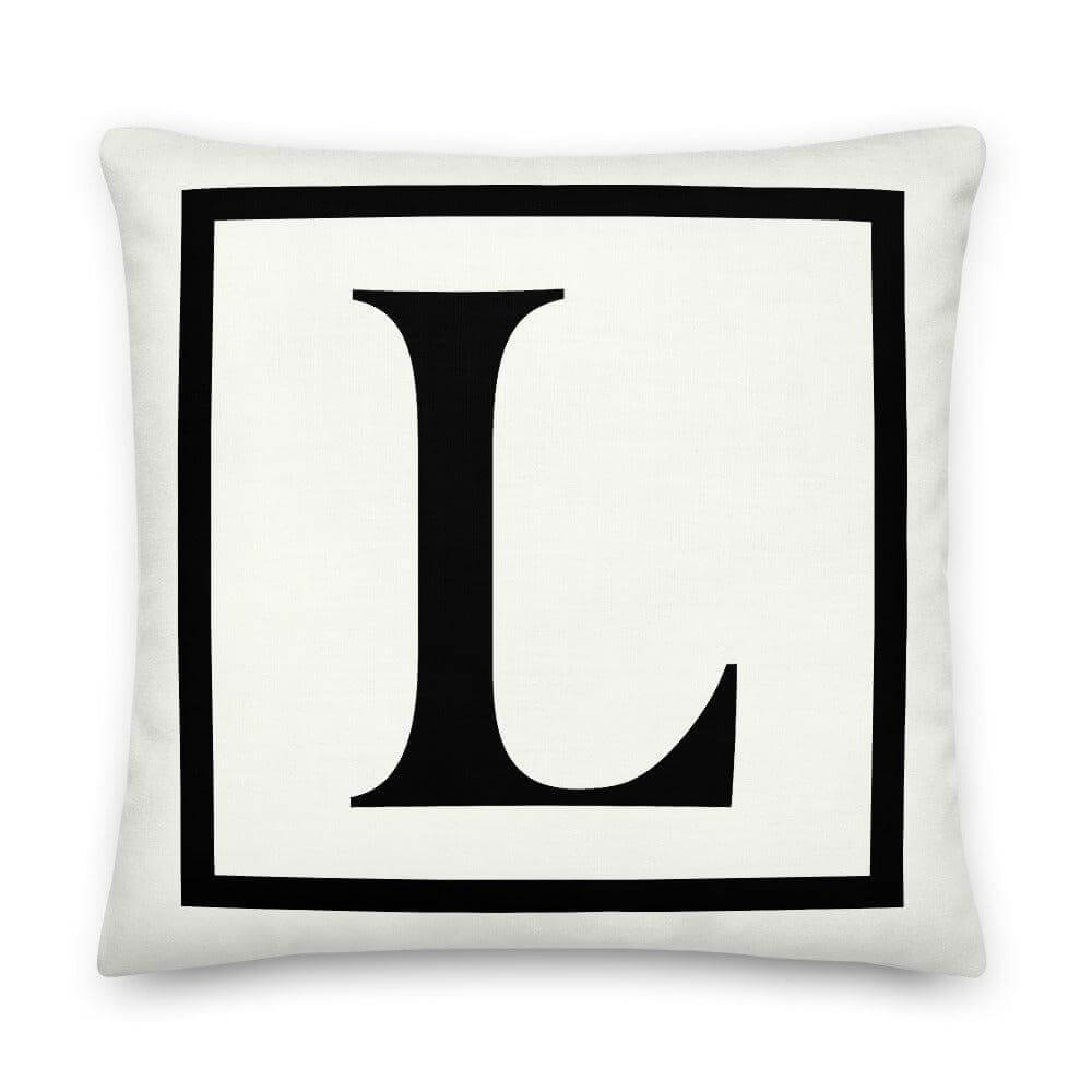 Letter L border monogram throw pillow