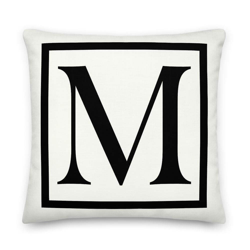 Letter M border monogram throw pillow