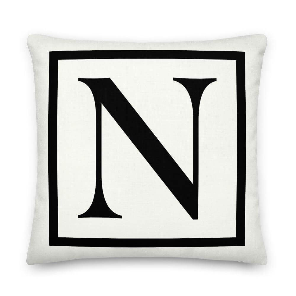 Letter N border monogram throw pillow