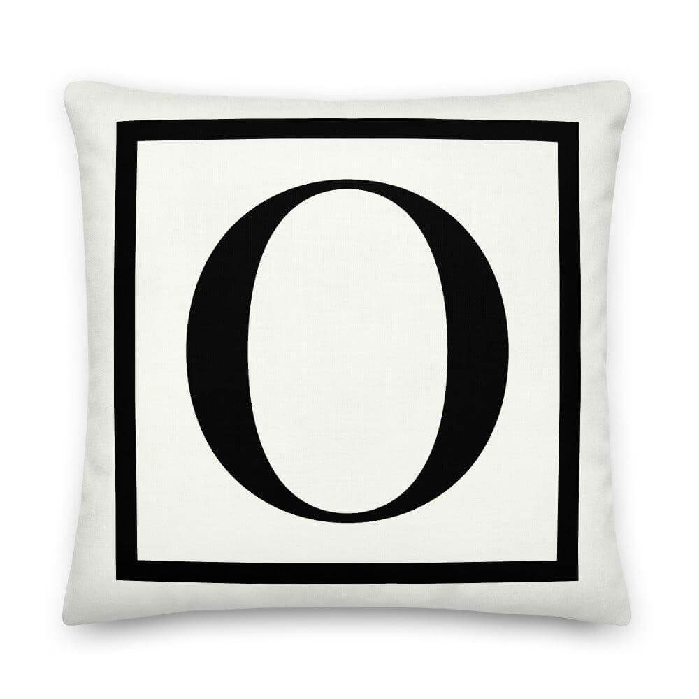 Letter O border monogram throw pillow
