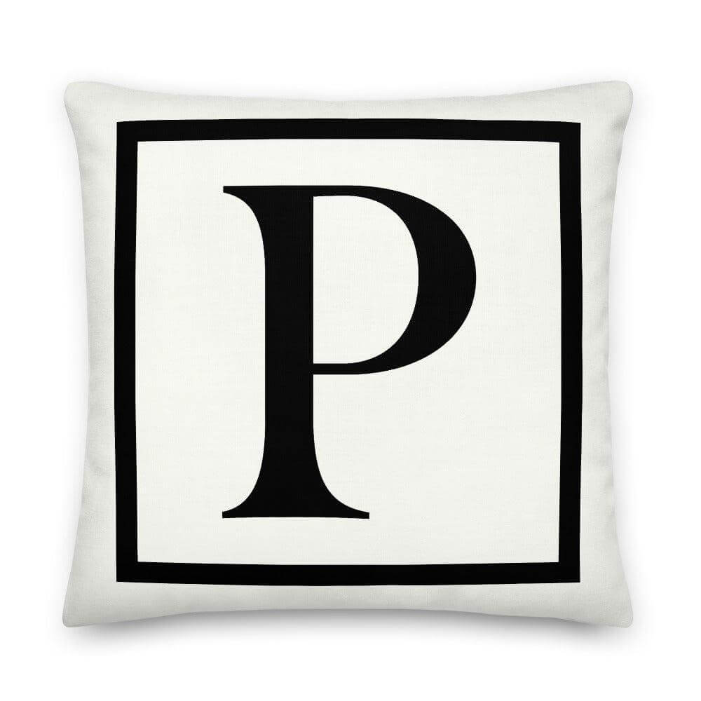 Letter P border monogram throw pillow
