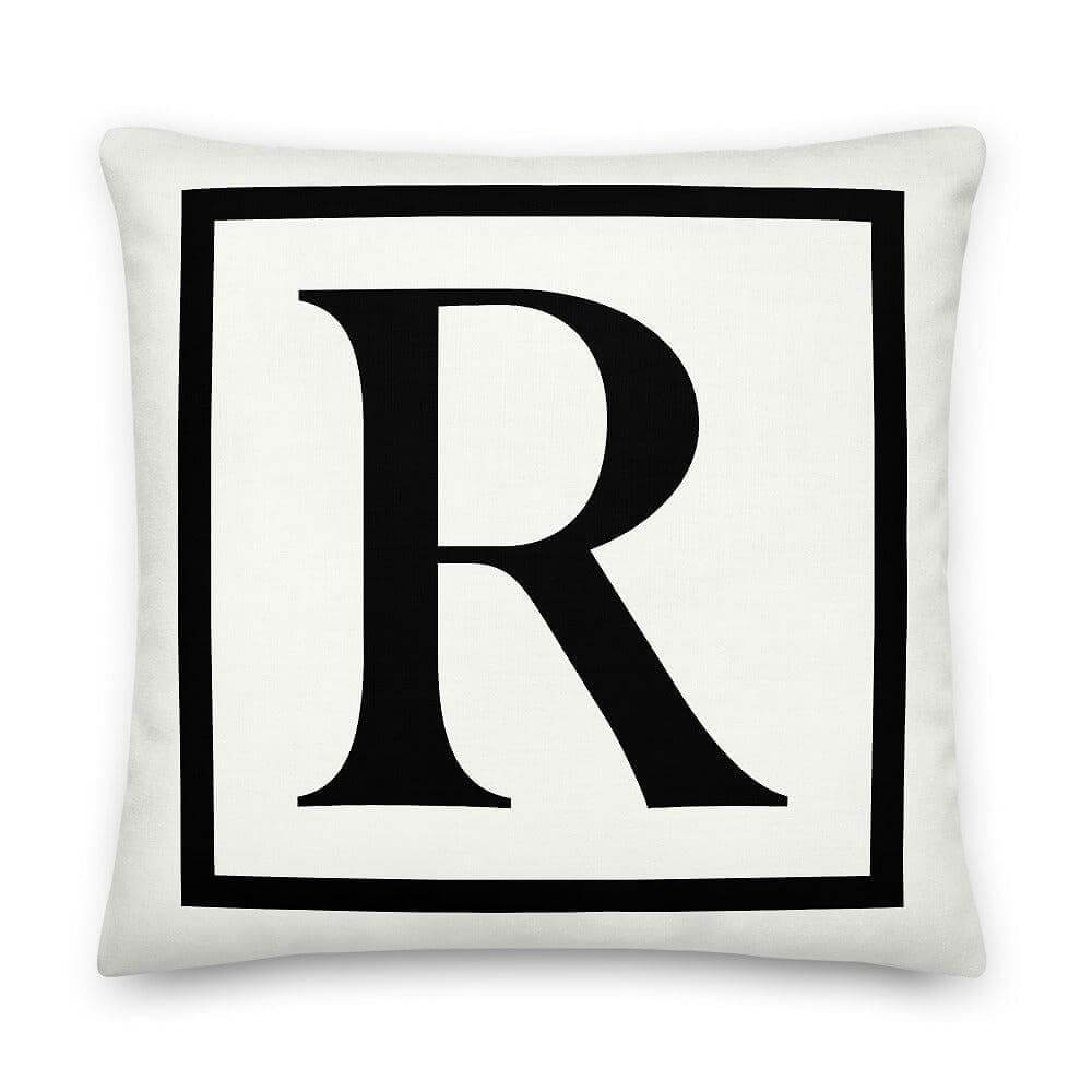 Letter R border monogram throw pillow