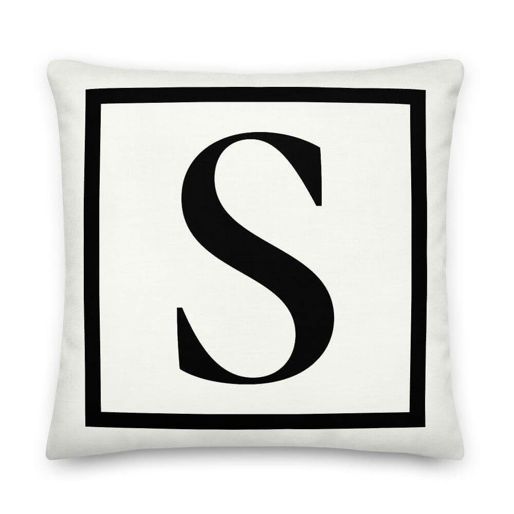 Letter S border monogram throw pillow