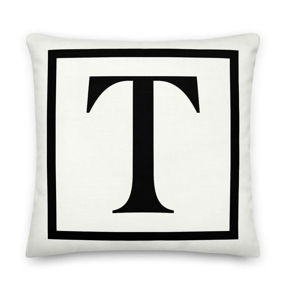 Letter T border monogram throw pillow