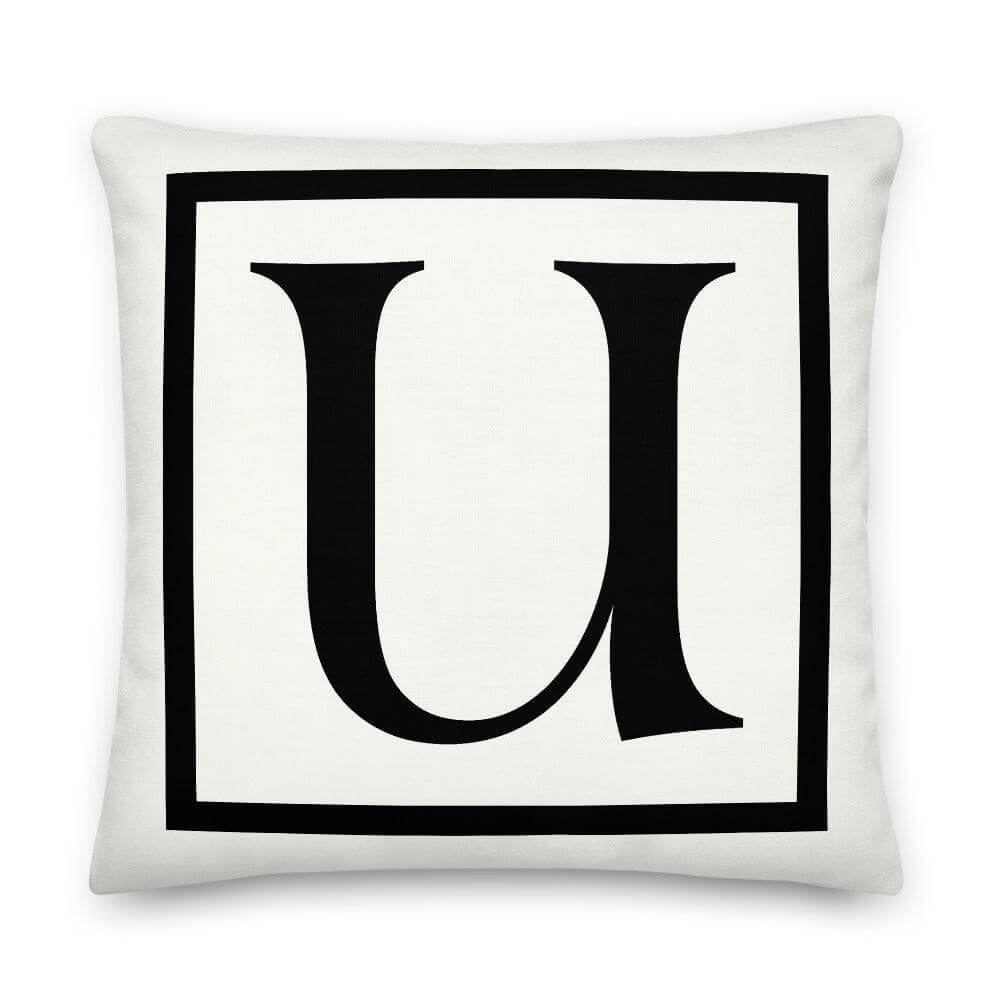 Letter U border monogram throw pillow