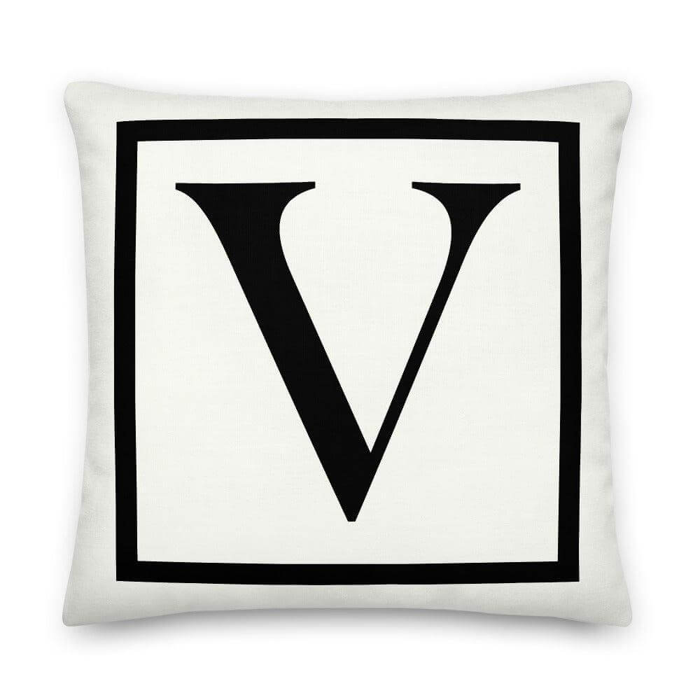 Letter V border monogram throw pillow
