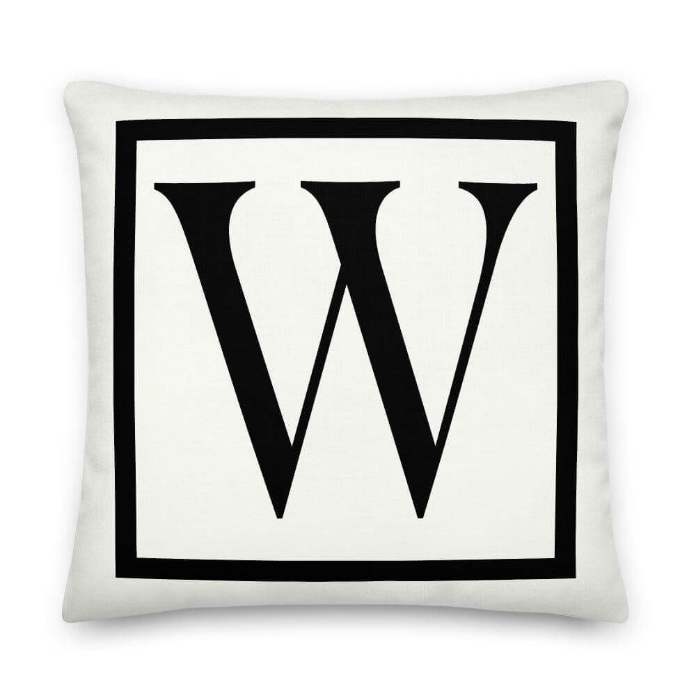 Letter W border monogram throw pillow