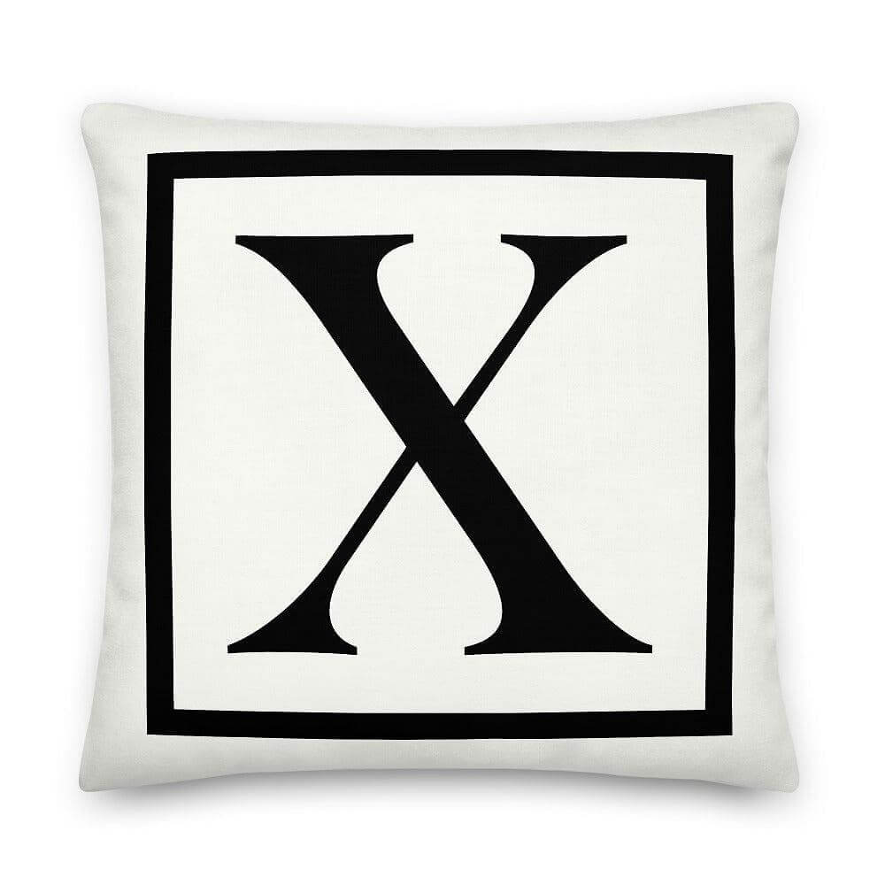Letter X border monogram throw pillow