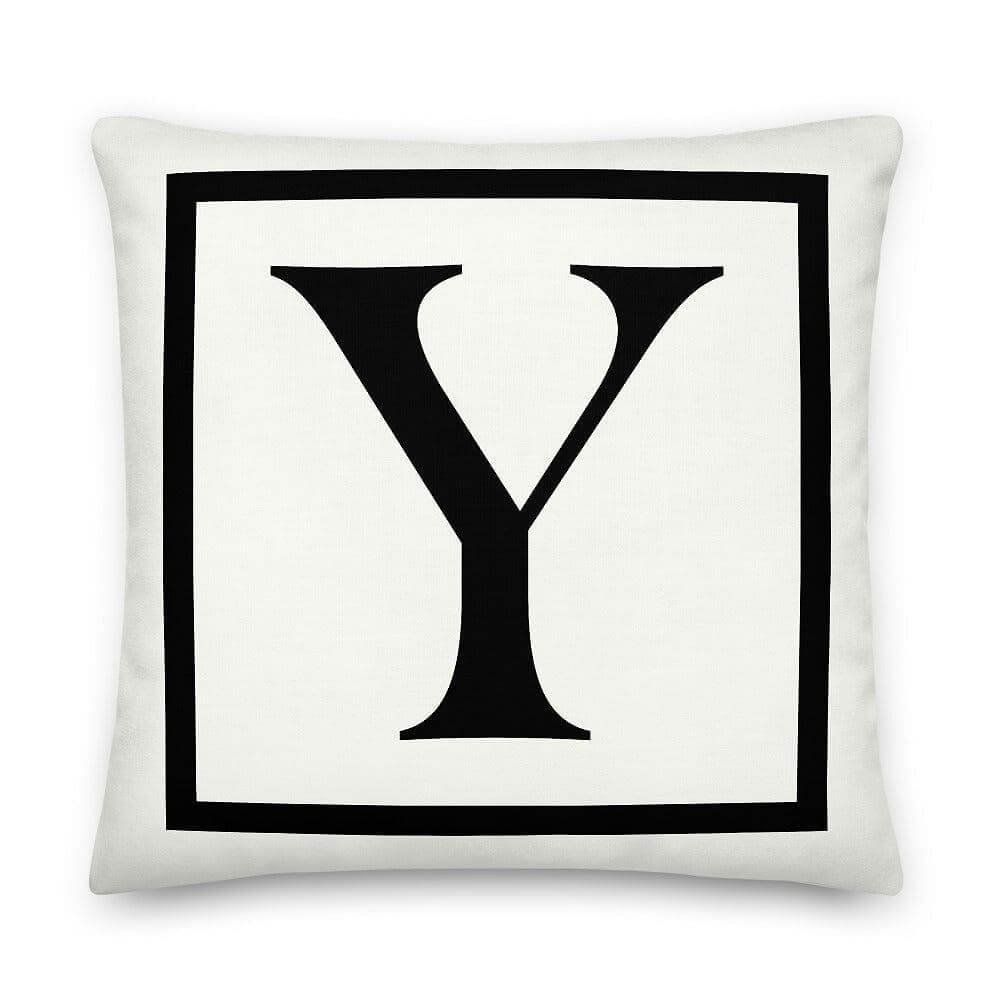 Letter Y border monogram throw pillow