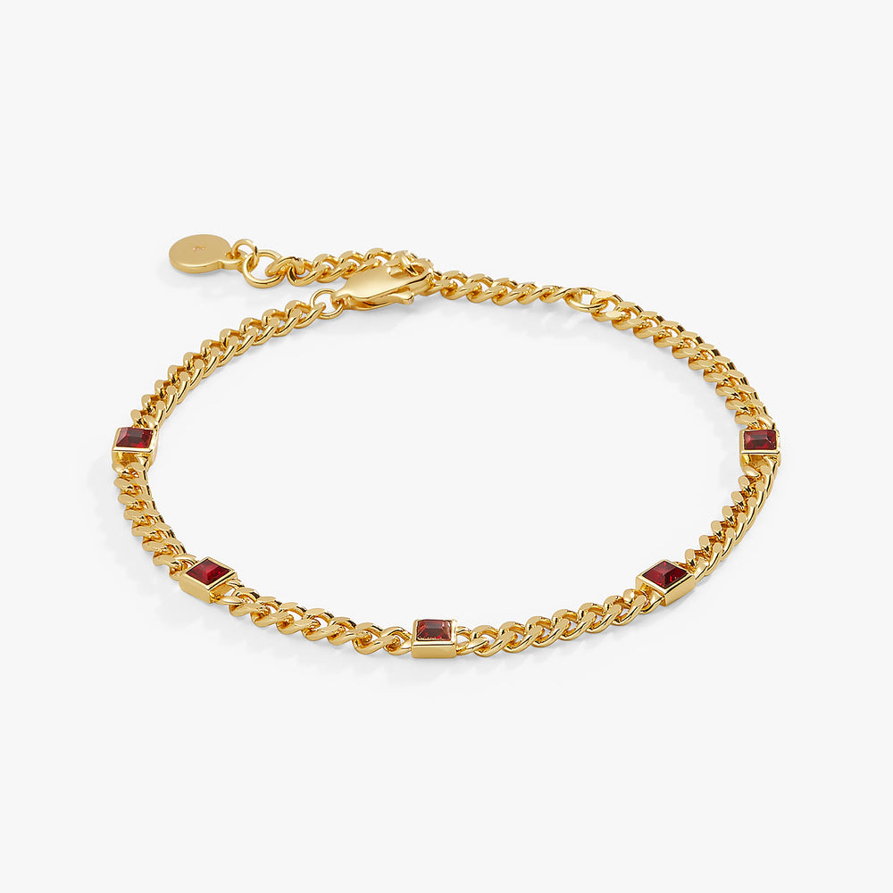 January Birthstone Scarlet Curb Chain Bracelet, Bracelets, $ 28.00, A Moment Of Now™