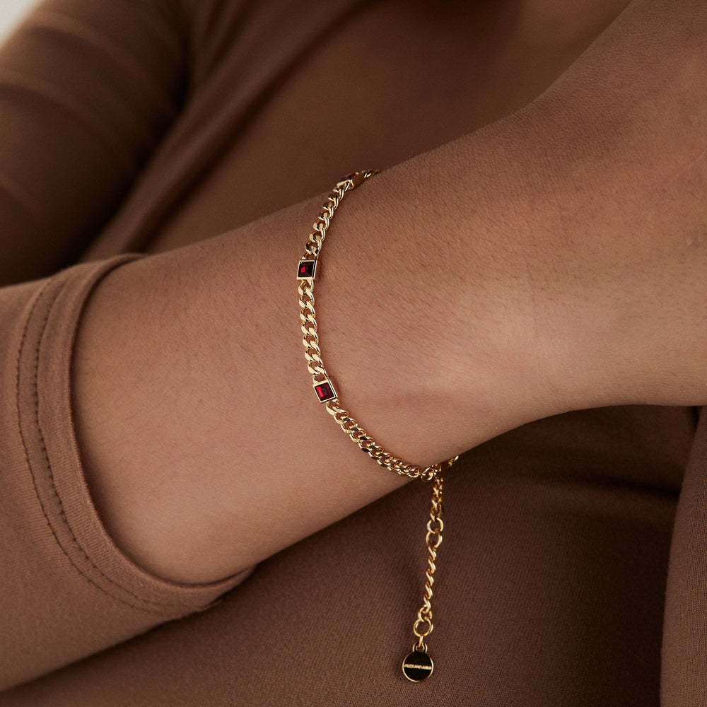 January Birthstone Scarlet Curb Chain Bracelet, Bracelets, $ 28.00, A Moment Of Now™