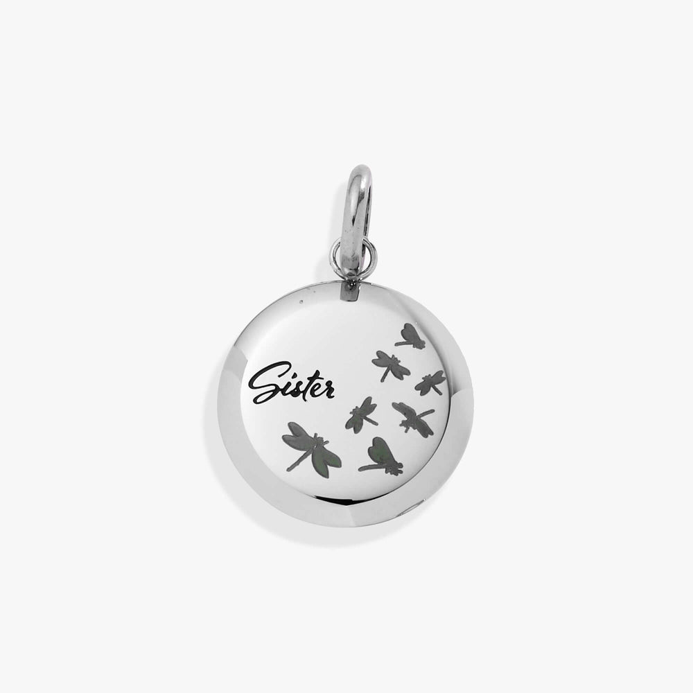 Sister Dragonfly Disc Charm, Charms & Pendants, $ 18.00, A Moment Of Now™