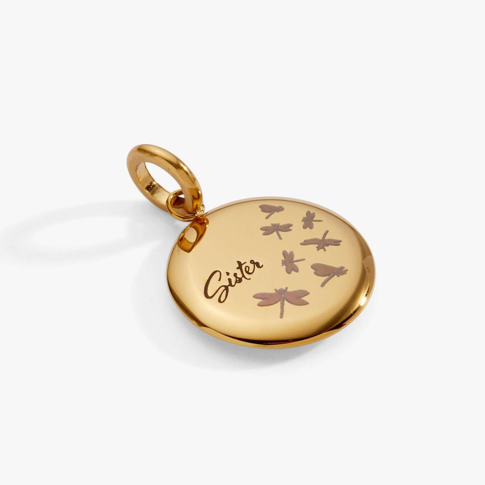 Sister Dragonfly Disc Charm, Charms & Pendants, $ 18.00, A Moment Of Now™