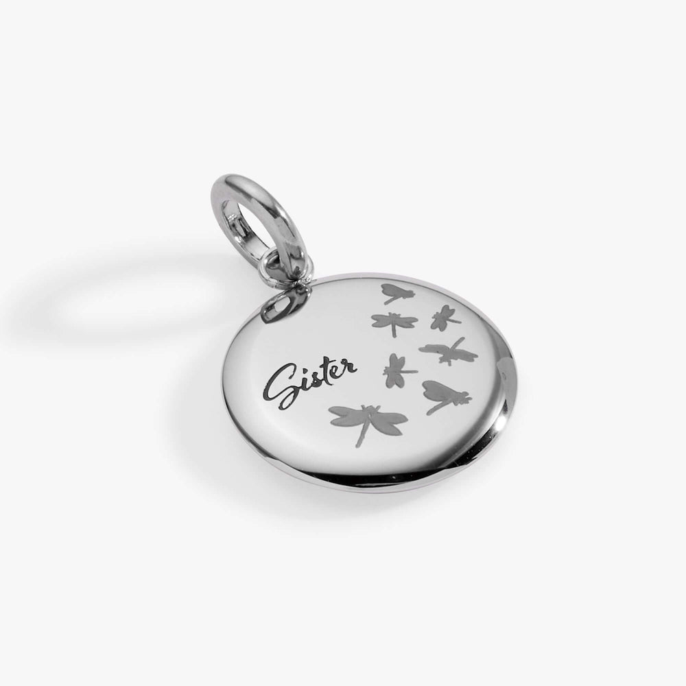 Sister Dragonfly Disc Charm, Charms & Pendants, $ 18.00, A Moment Of Now™