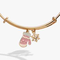 Winter Wonderland Mitten and Snowflake Charm Bangle, Bracelets, $ 34.00, A Moment Of Now™