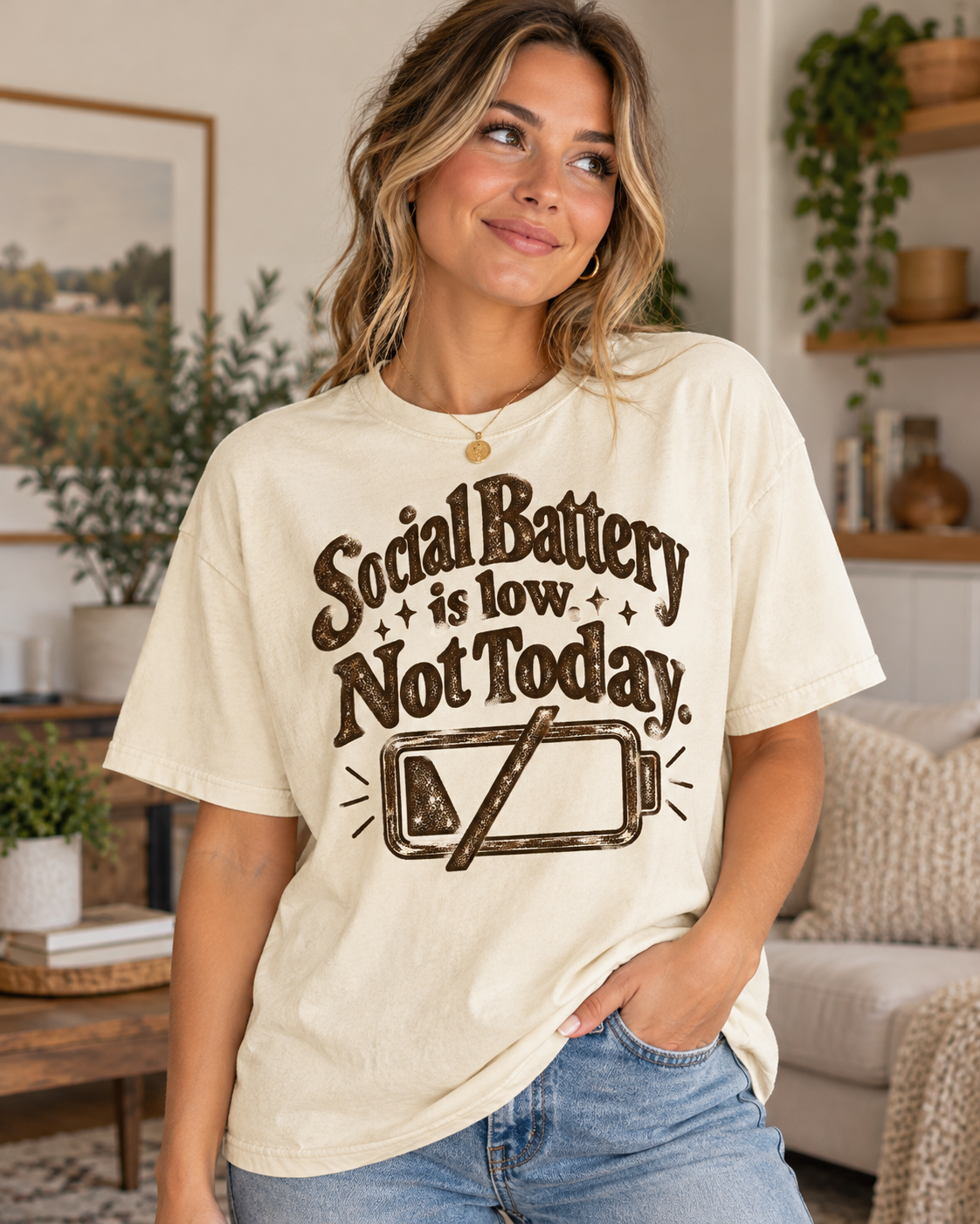 Social Battery Is Low. Not Today. Graphic T-Shirt