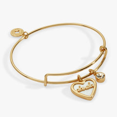 Abuela Mother of Pearl Heart Charm Bangle, Bracelets, $ 34.00, A Moment Of Now™