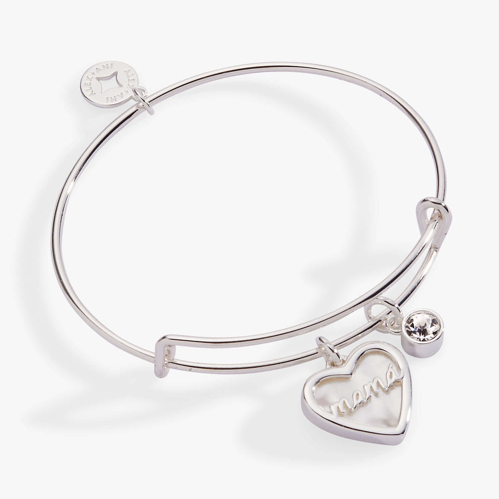 Mamá Mother of Pearl Heart Charm Bangle, Bracelets, $ 34.00, A Moment Of Now™