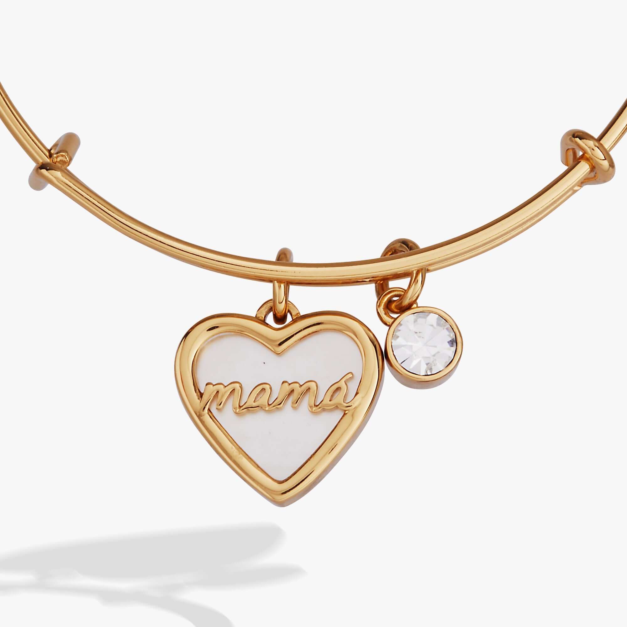 Mamá Mother of Pearl Heart Charm Bangle, Bracelets, $ 34.00, A Moment Of Now™