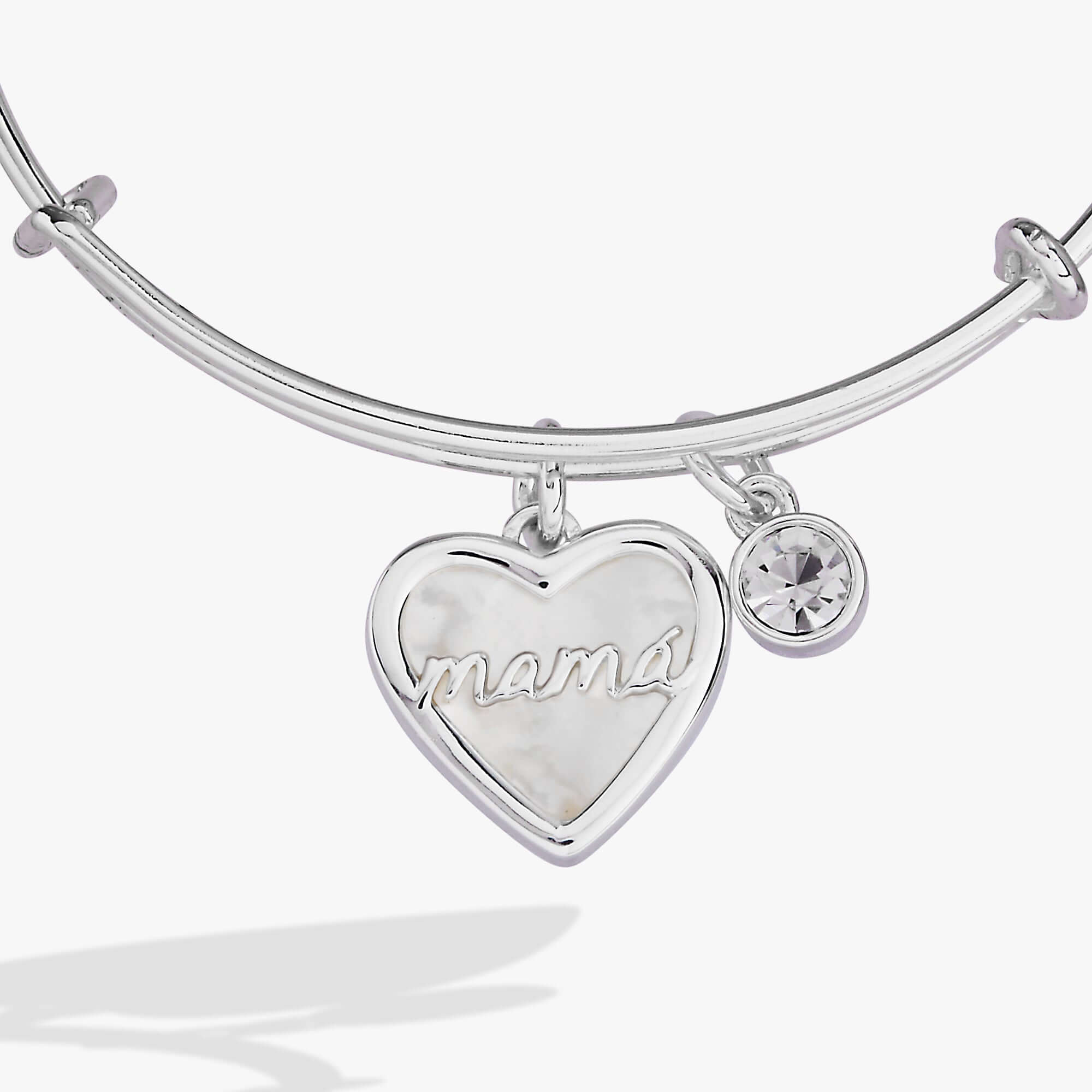 Mamá Mother of Pearl Heart Charm Bangle, Bracelets, $ 34.00, A Moment Of Now™