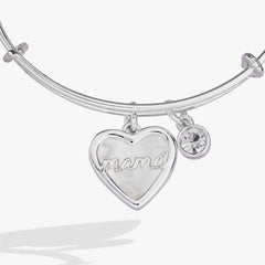 Mamá Mother of Pearl Heart Charm Bangle, Bracelets, $ 34.00, A Moment Of Now™