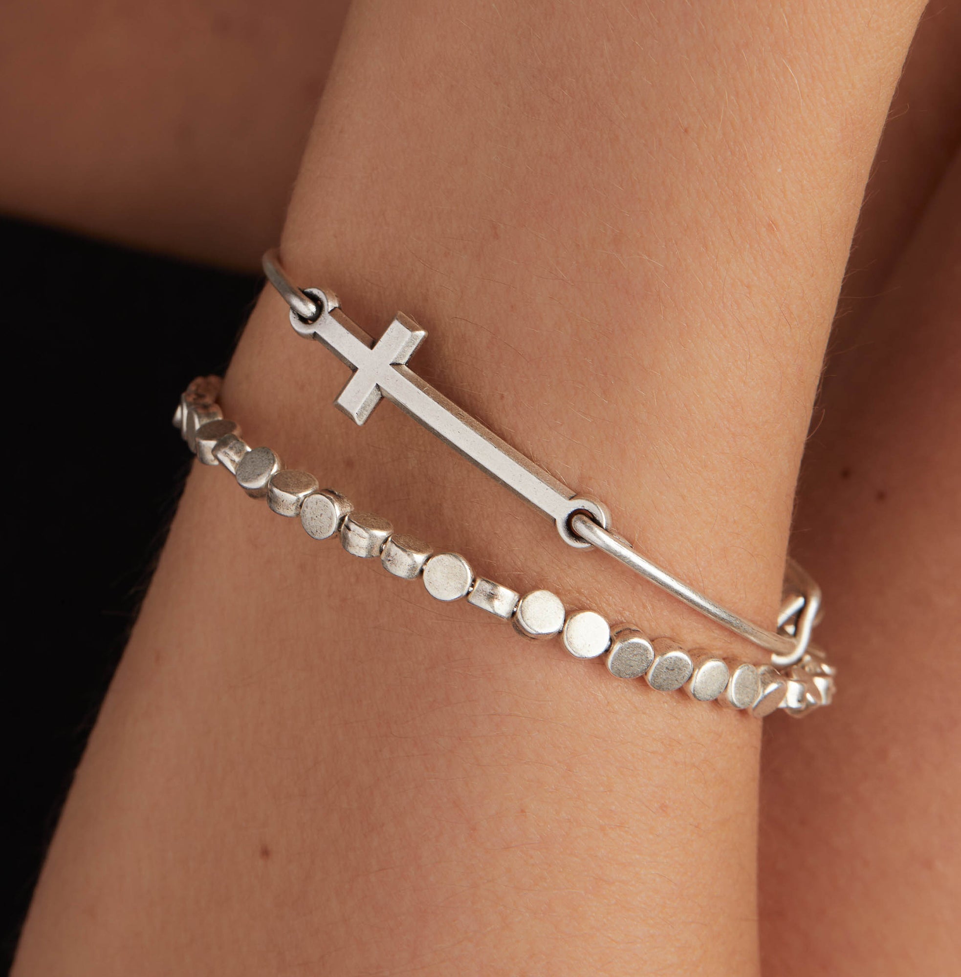 Spiritual Armor Cross Inline Charm Bangle, Bracelets, $ 34.00, A Moment Of Now™