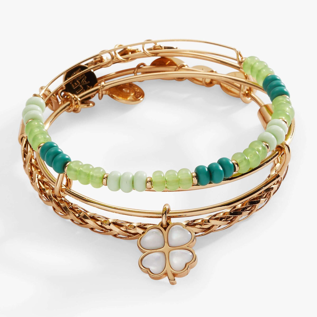 Lucky Four-Leaf Clover Set of 3 Bangles, Bracelets, $ 78.00, A Moment Of Now™