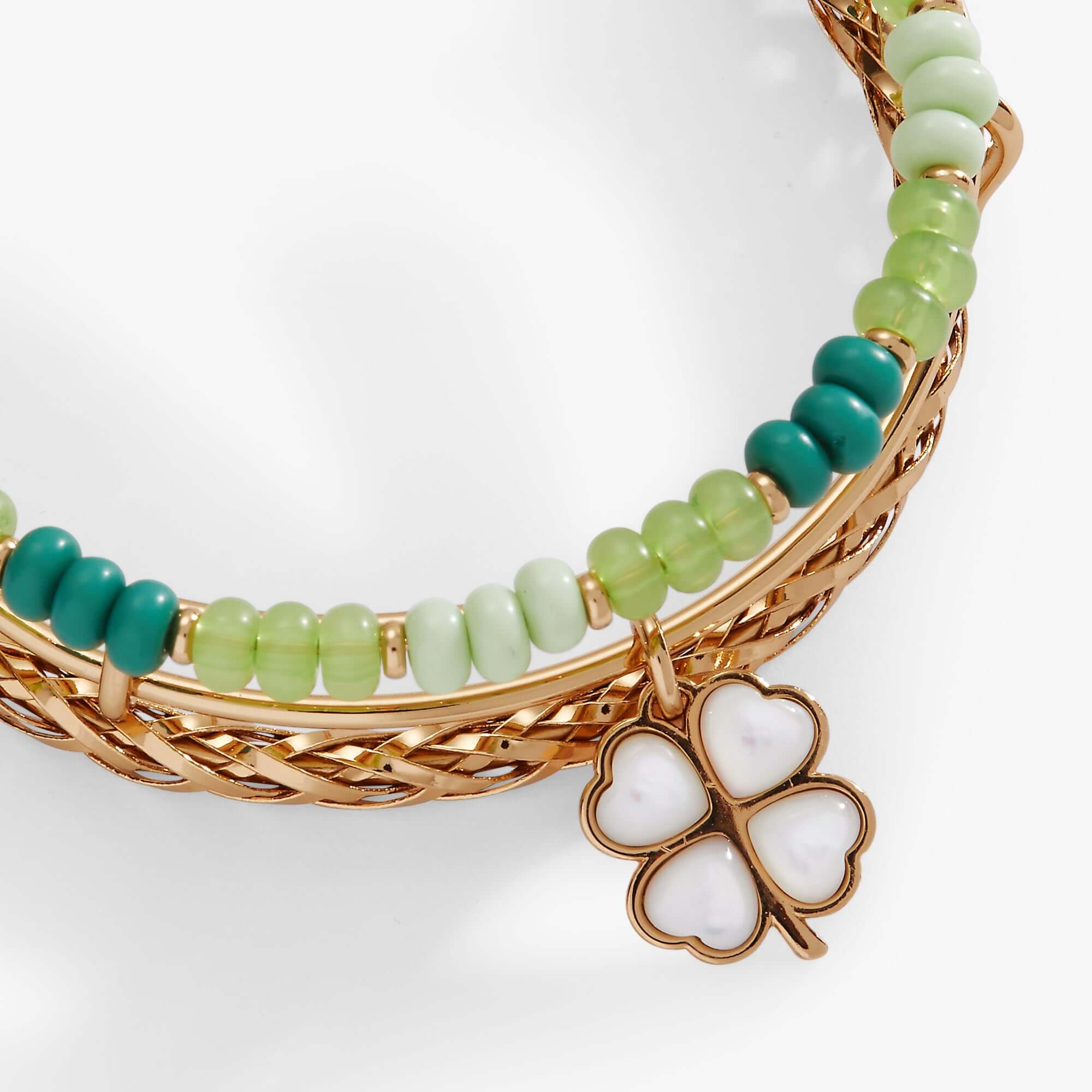 Lucky Four-Leaf Clover Set of 3 Bangles, Bracelets, $ 78.00, A Moment Of Now™