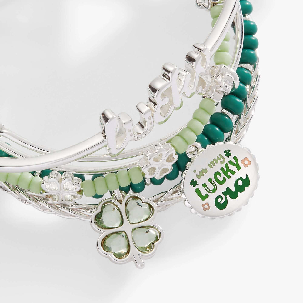 Lucky Four-Leaf Clover Bangle Set of 5, Bracelets, $ 128.00, A Moment Of Now™