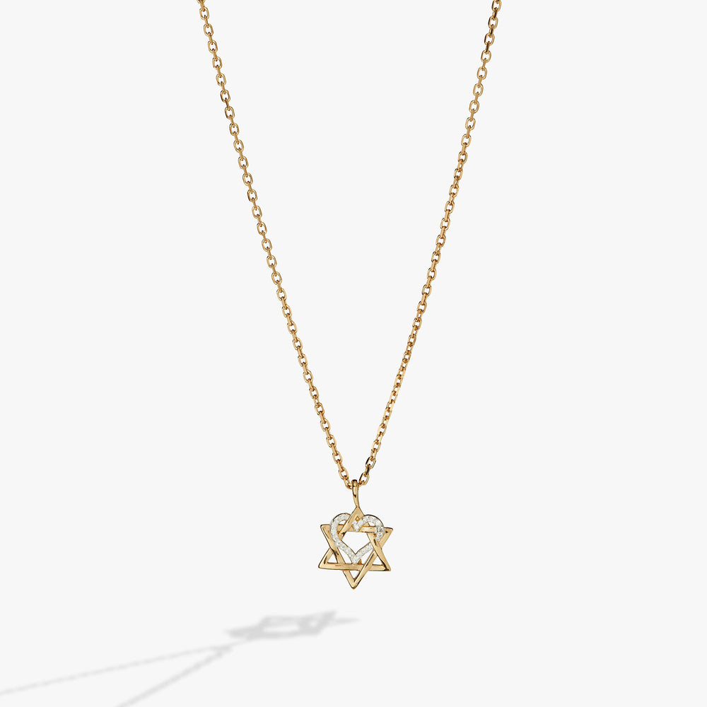 Star of David Heart Necklace, 14kt Gold Plated, Necklaces, $ 98.00, A Moment Of Now™