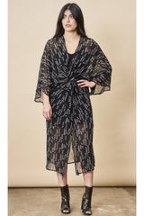 Stylized Feather Twisted Midi in Black + White | Boutique In USA, Dresses, $ 160.00, A Moment Of Now™