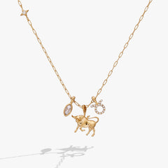 Taurus Zodiac Charm Cluster Necklace, Necklaces, $ 54.00, A Moment Of Now™